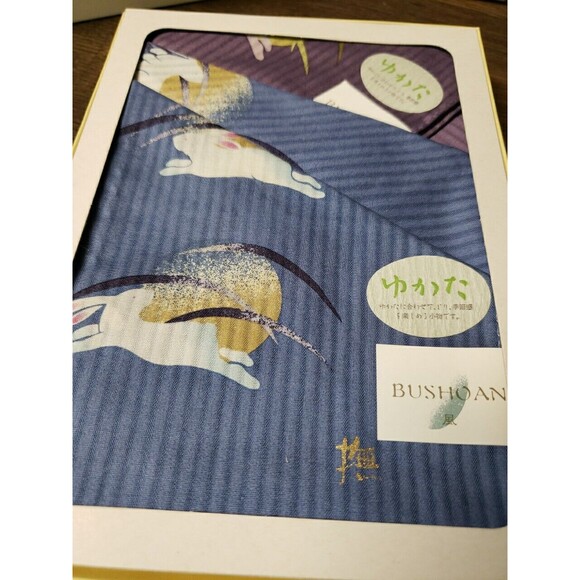 Vintage Bushoan Japanese Handkerchief Rabbit Mythology Culture Yukata Box Set 2 - Picture 3 of 11